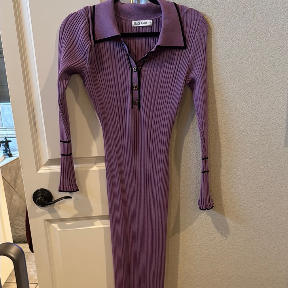 Calvin Klein Purple Ribbed Dress
